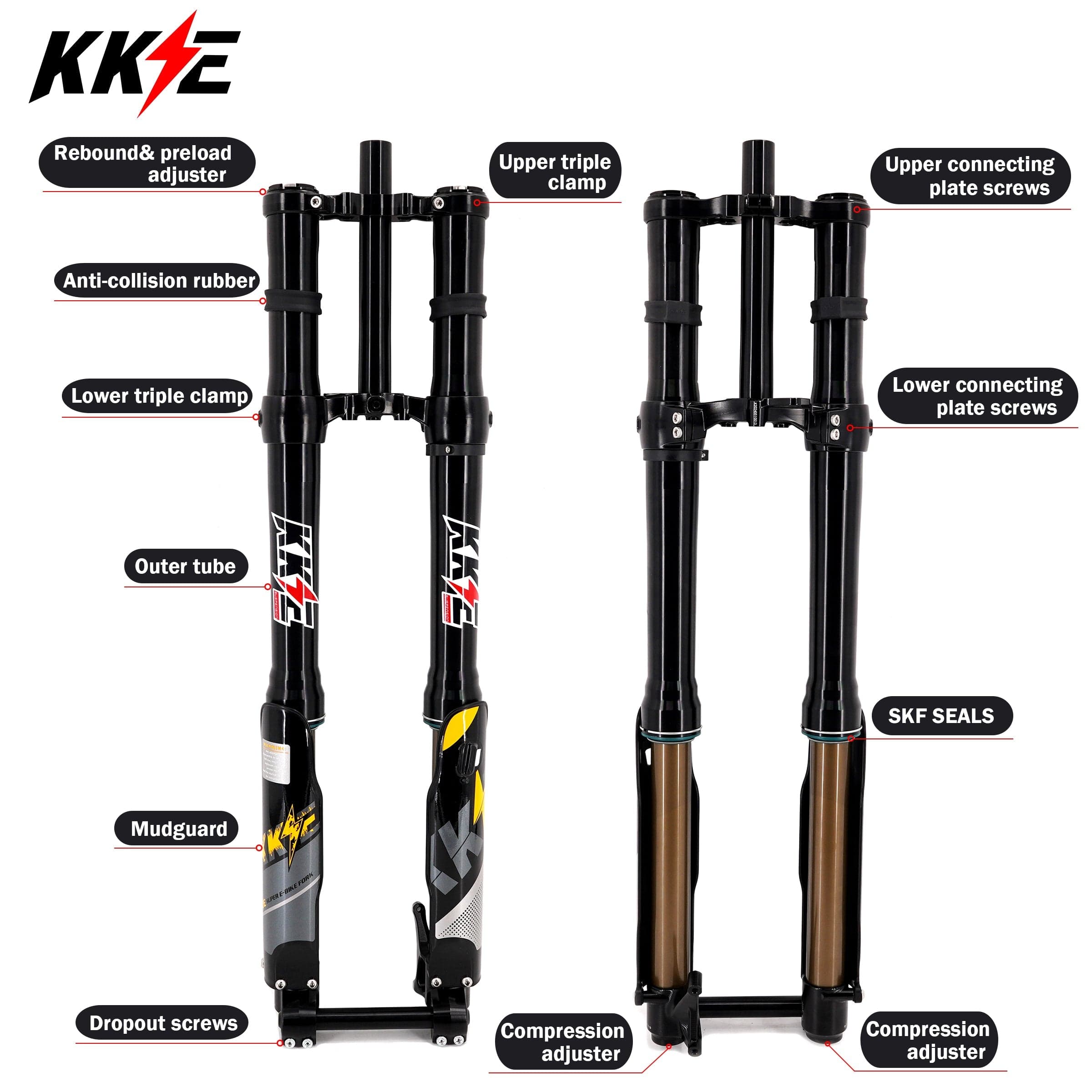 KKE 37MM Aluminum Front Fork Suspension Kit Fit SURRON Light Bee, E-Ride Pro-SS, Talaria Sting MX3/MX4/R Thumbnail 11