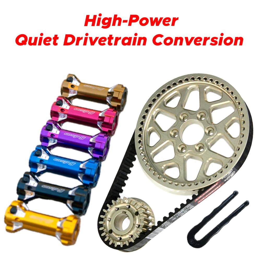 High-Performance Belt Kit | EBG Carbon Belt, Billet Pulley, Warp 9 Jackshaft | for Emoto