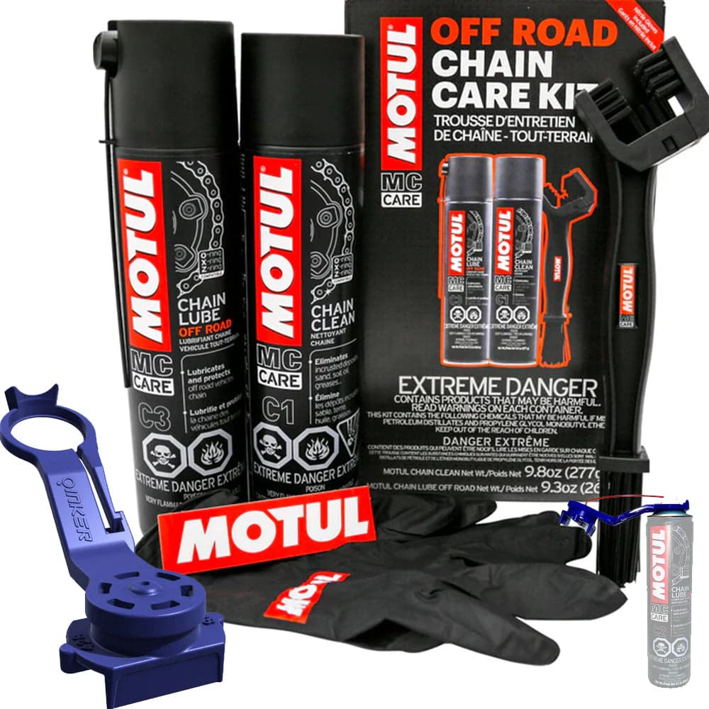 Motul Off-Road Chain Clean & Lube Kit with Oinker Precision Applicator for All E-Moto Platforms