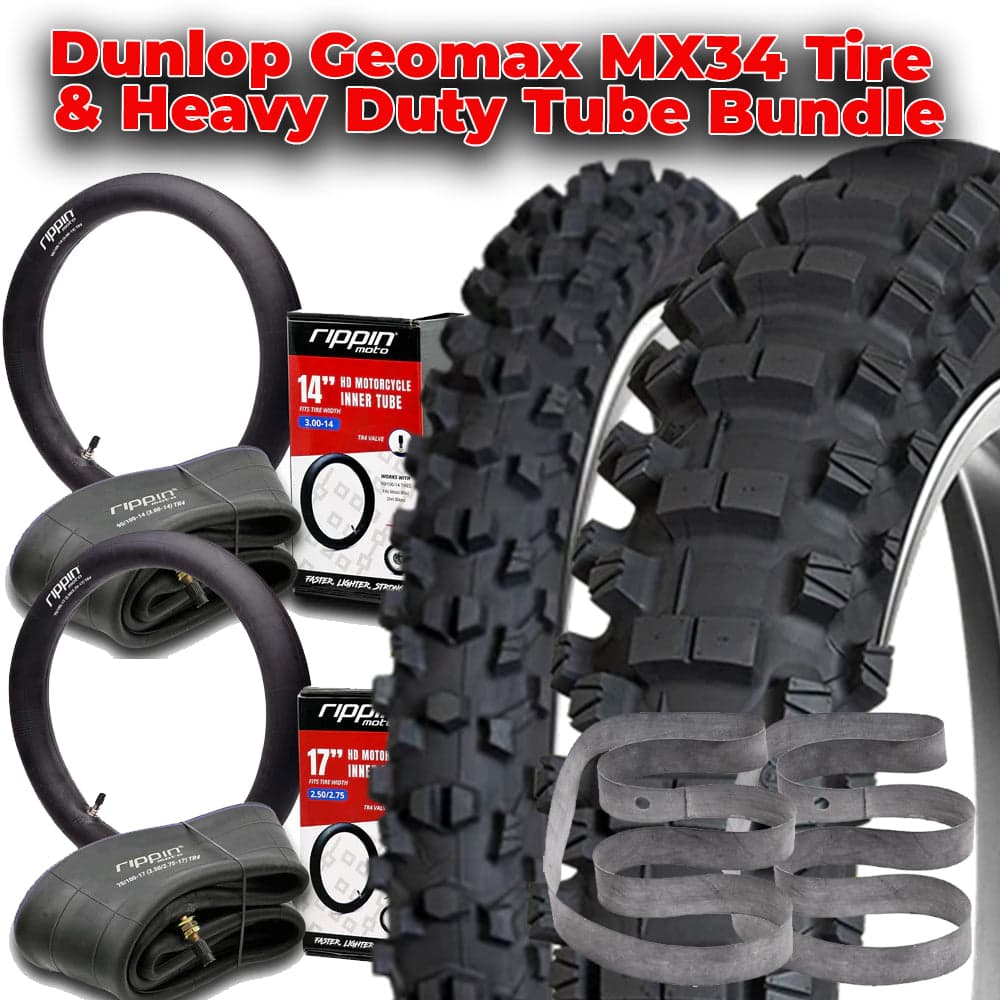 Dunlop Geomax MX34 Tire & Heavy Duty Tube Bundle | Strike Shadow, Altis Delta, RTR XL, Arctic Leopard XF Thumbnail 2